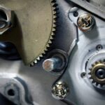 a close up of a metal gear on a machine